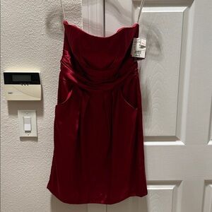 David’s bridal- Elegant Red Strapless Dress - Bridesmaid Dress